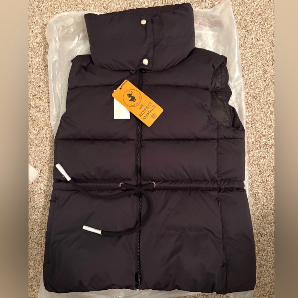 Save the Duck WOMEN'S VEST REN IN EDEL IN BLACK Small NWT